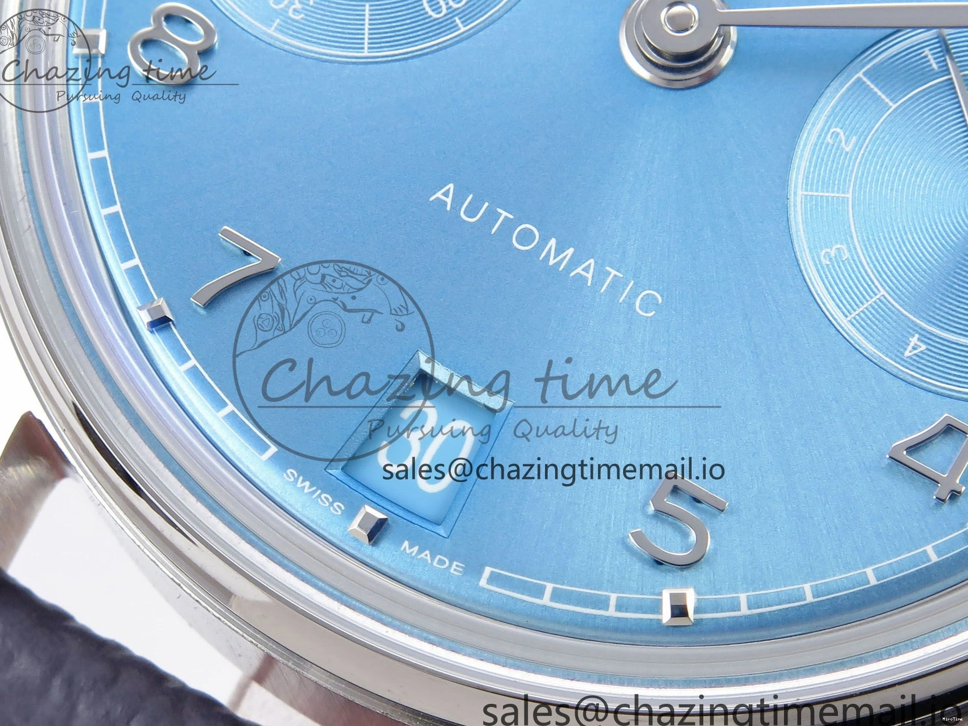 MIROTIME 0601 Lightweight Portugieser Automatic SS IW501708 APSF 1:1 Best Edition Light Blue Dial on Gray Leather Strap A 7012